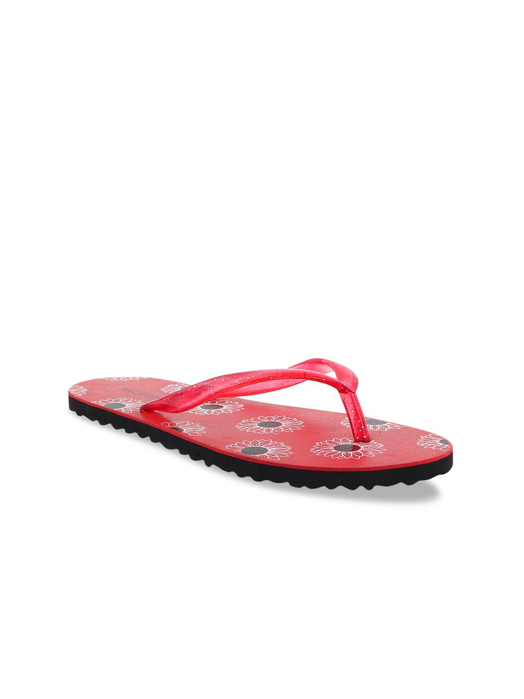 SALARIO Women Pink & White Printed Thong Flip-Flops Price in India