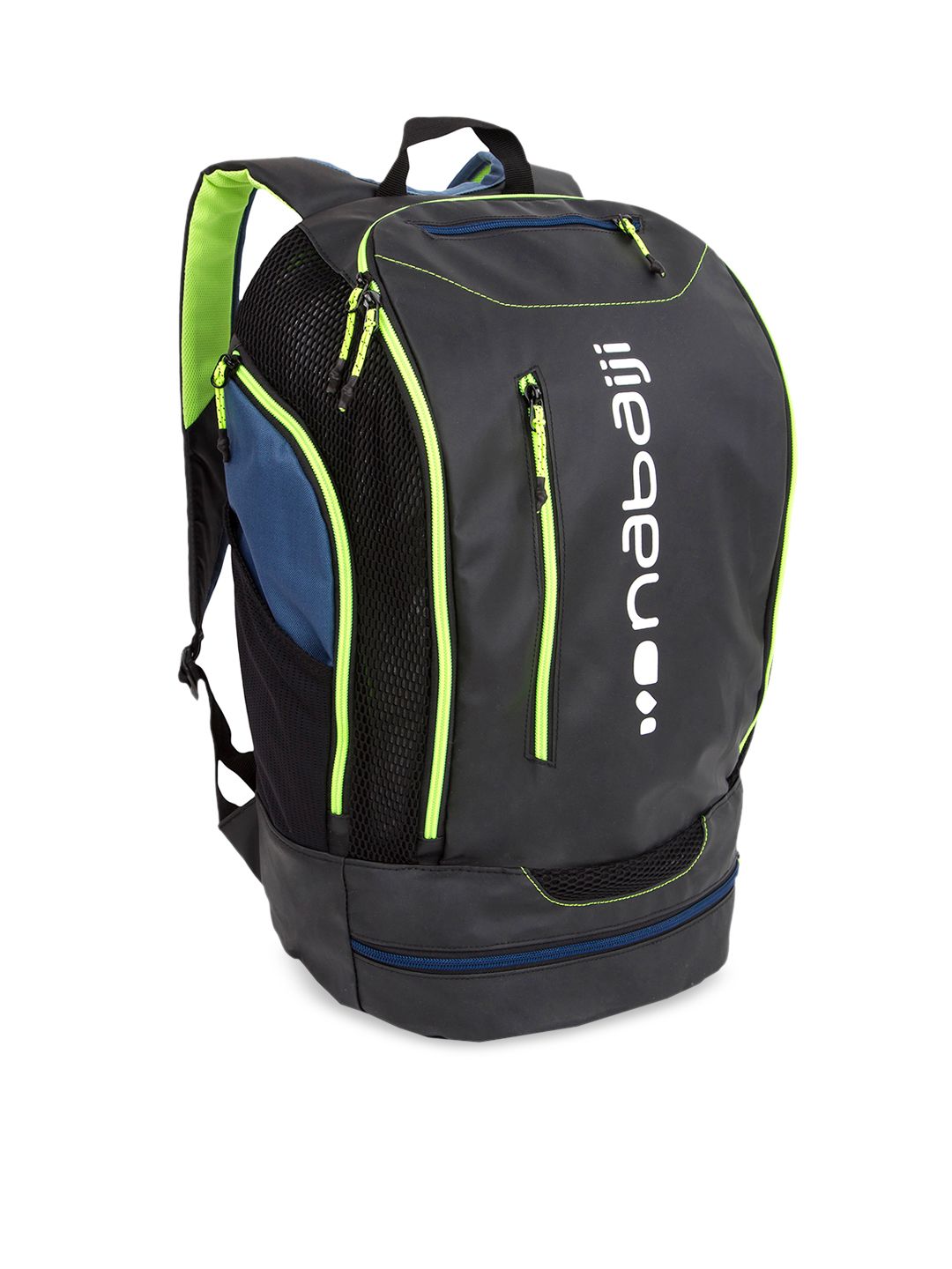 Nabaiji By Decathlon Unisex Black & Fluorescent Green Solid Backpack Price in India