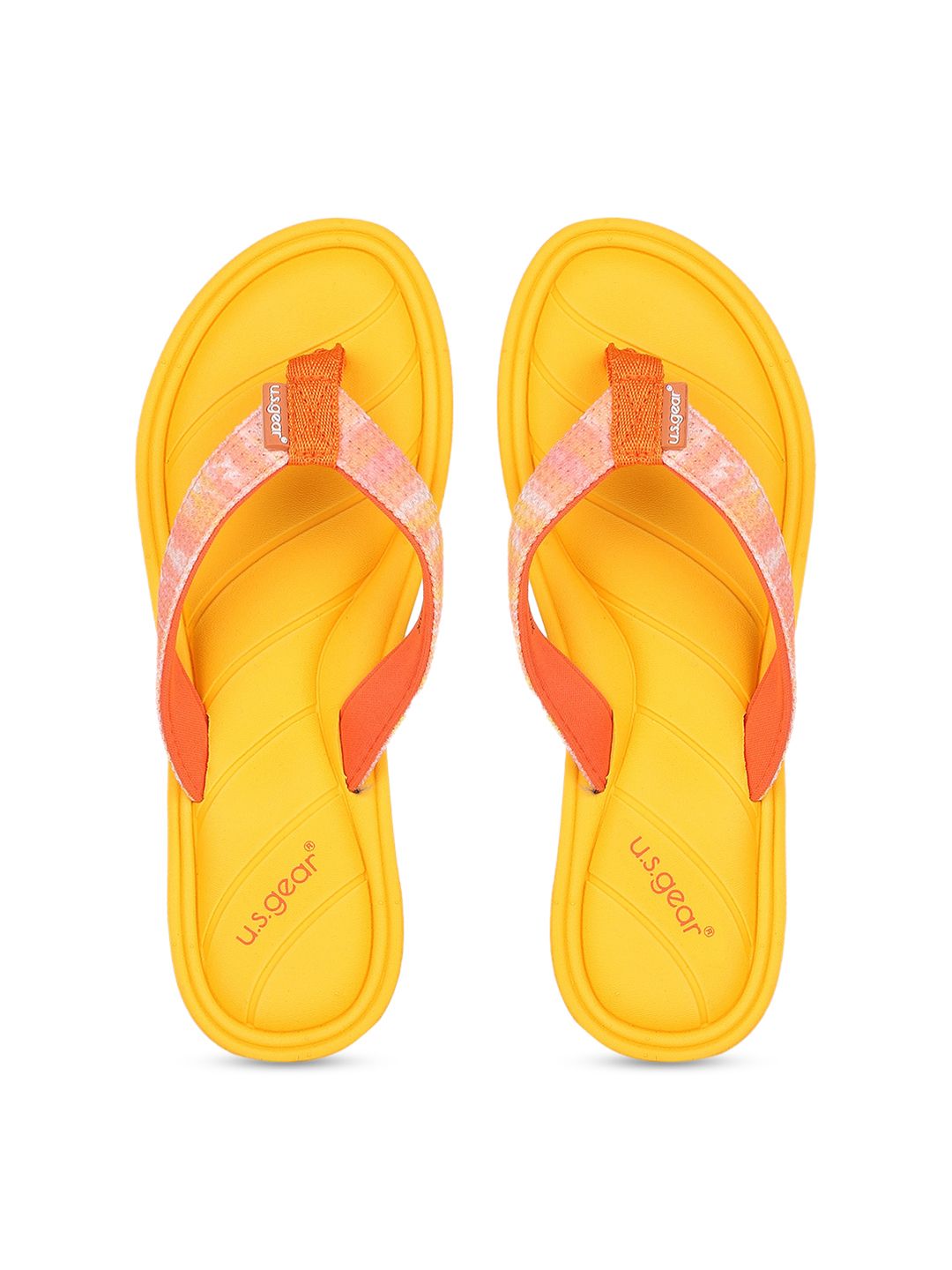 US Gear Women Yellow Printed Thong Flip-Flops Price in India