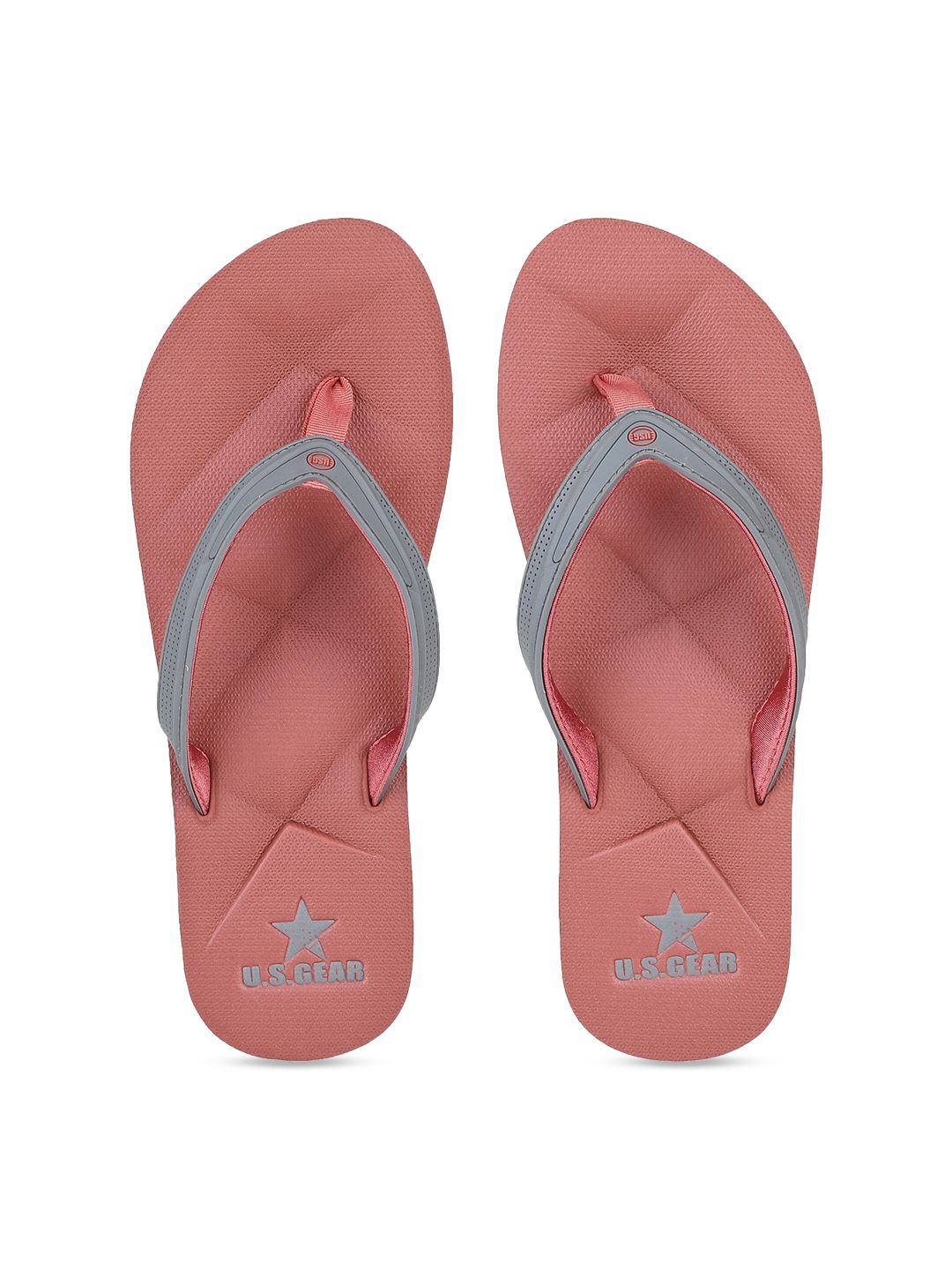 US Gear Women Burgundy & Grey Printed Thong Flip-Flops Price in India