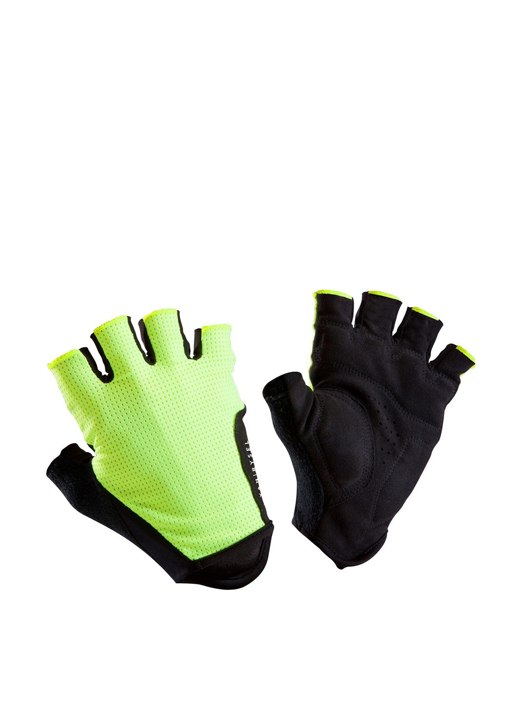 TRIBAN By Decathlon Adults Fluorescent Green & Black Solid Cycling Gloves Price in India