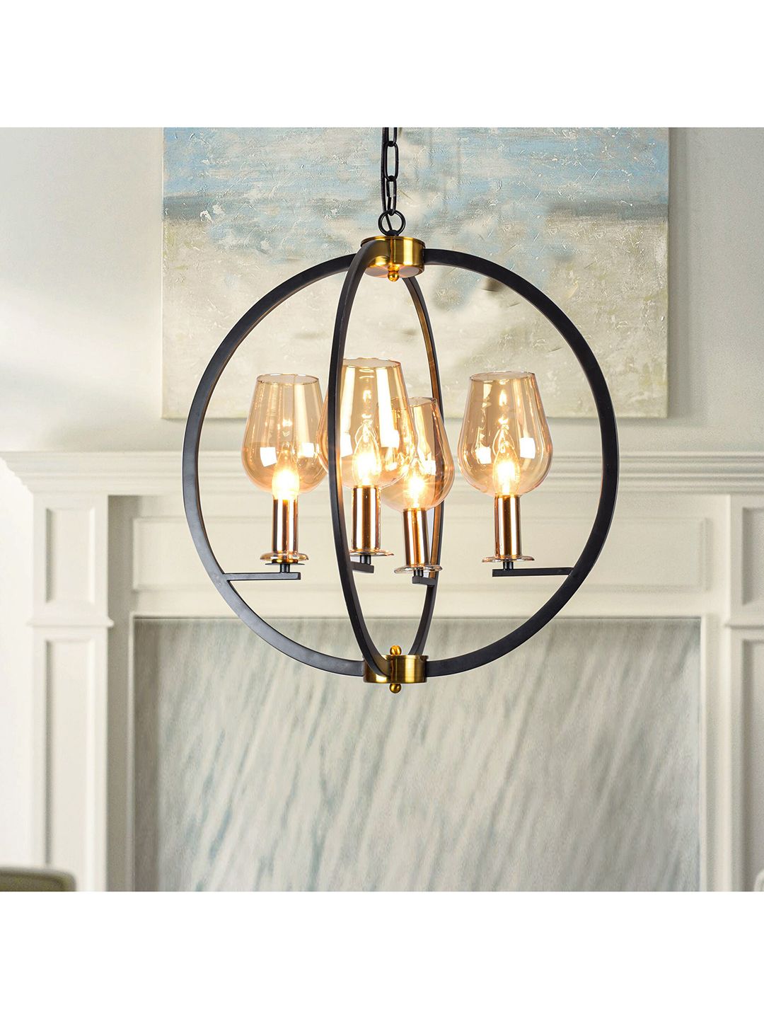 THE LIGHT STORE Black & Gold-Toned Textured Contemporary Cluster Lights Price in India