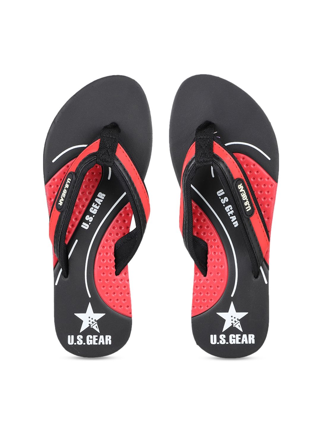 US Gear Women Black & Red Printed Thong Flip-Flops Price in India