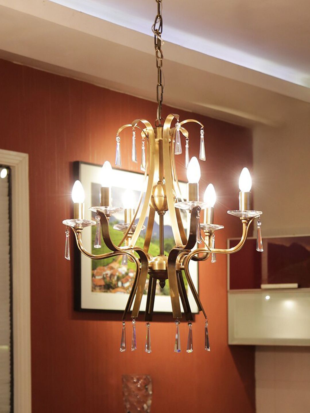 THE LIGHT STORE Gold-Toned Adjustable Solid Chandelier Price in India