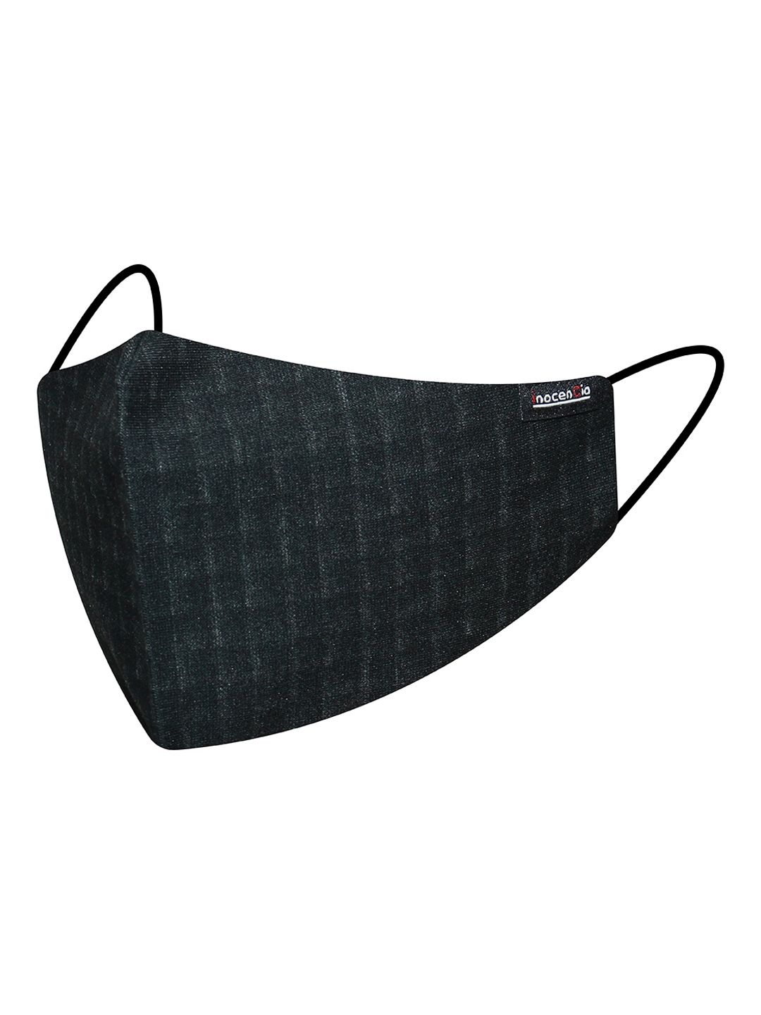 inocenCia Unisex Charcoal Grey Checked 2-Ply Anti-Pollution Reusable Cloth Mask Price in India