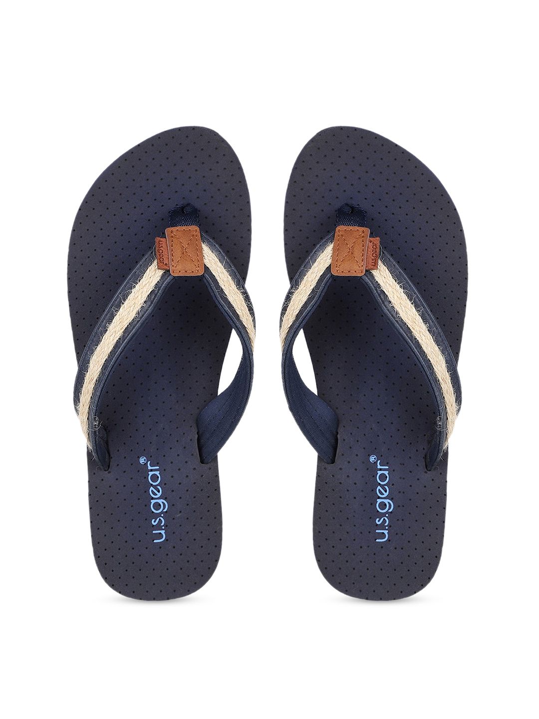 US Gear Women Navy Blue Printed Thong Flip-Flops Price in India