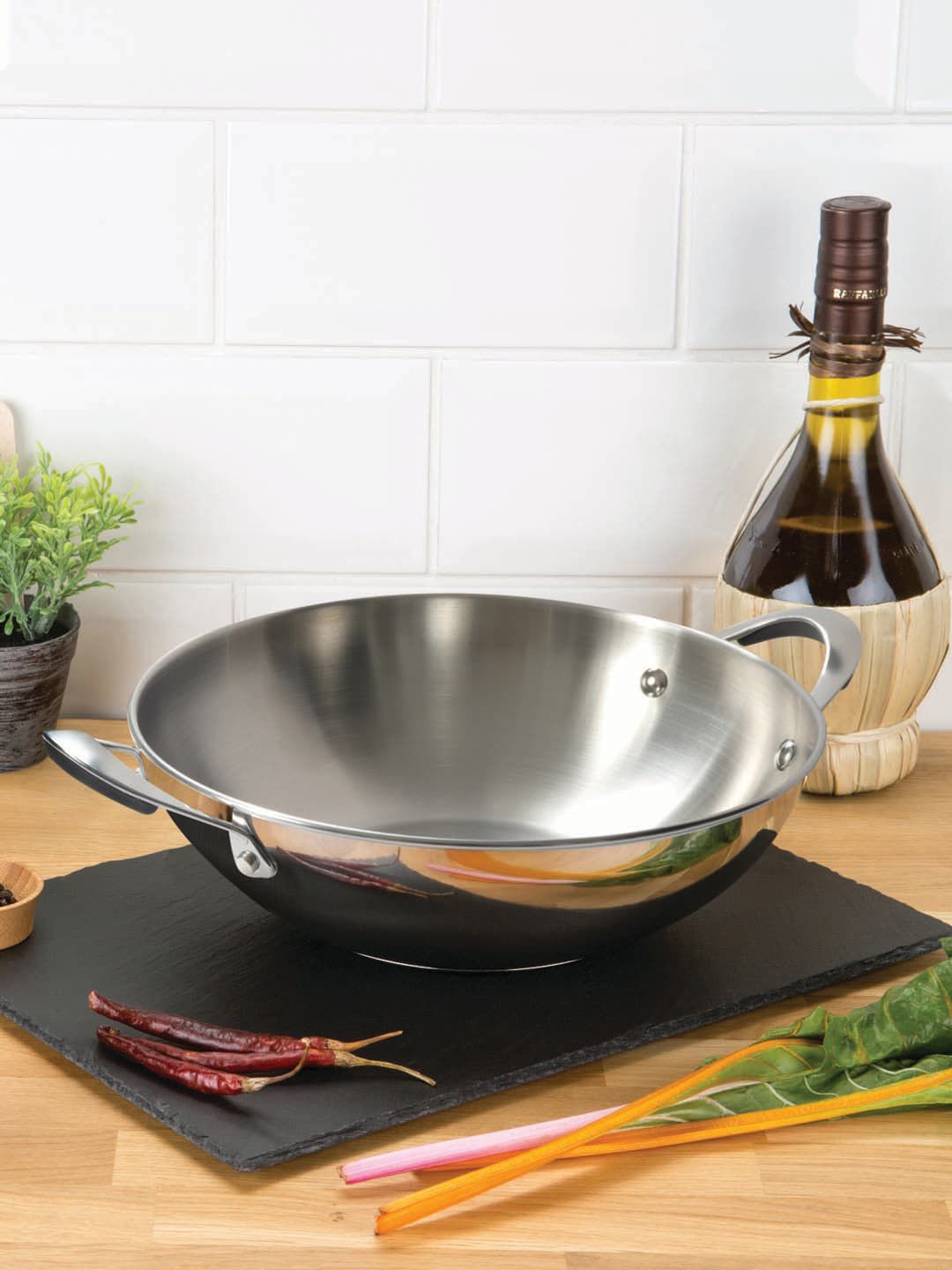 MEYER Stainless Steel Induction & Gas Compatible Kadhai With Lid 30cm Price in India