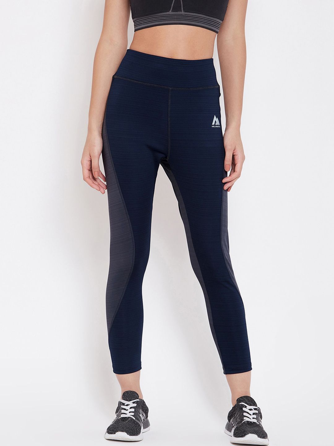 AGIL ATHLETICA Women Navy Blue Solid Tights Price in India