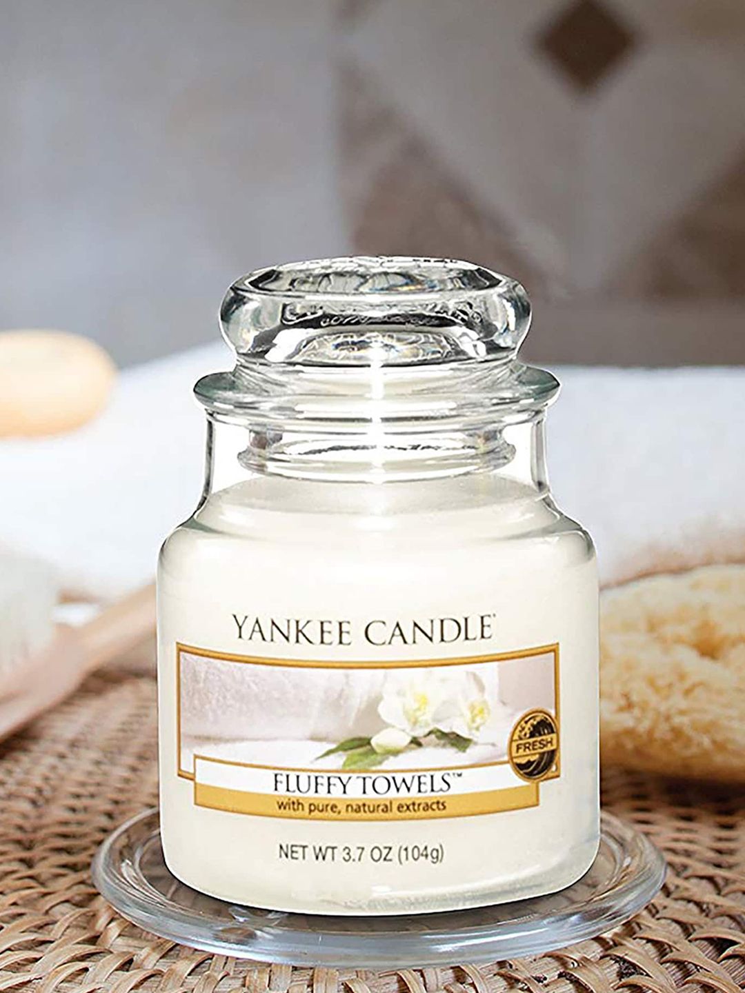 YANKEE CANDLE White Classic Small Jar Fluffy Towels Scented Candles Price in India