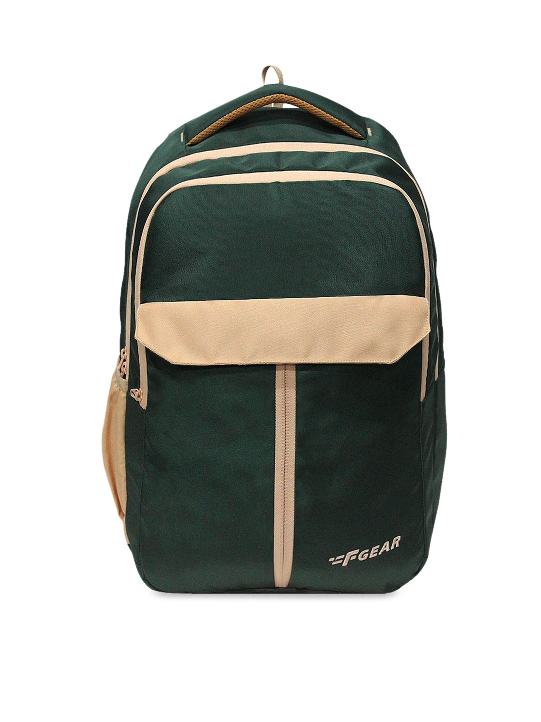 F Gear Unisex Olive Green & Beige Solid Backpack Price in India