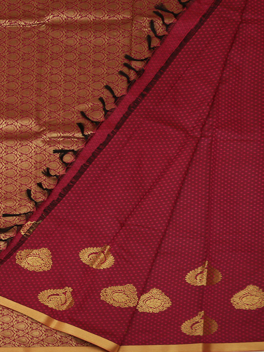 Pothys Pink & Black Art Silk Checked Saree