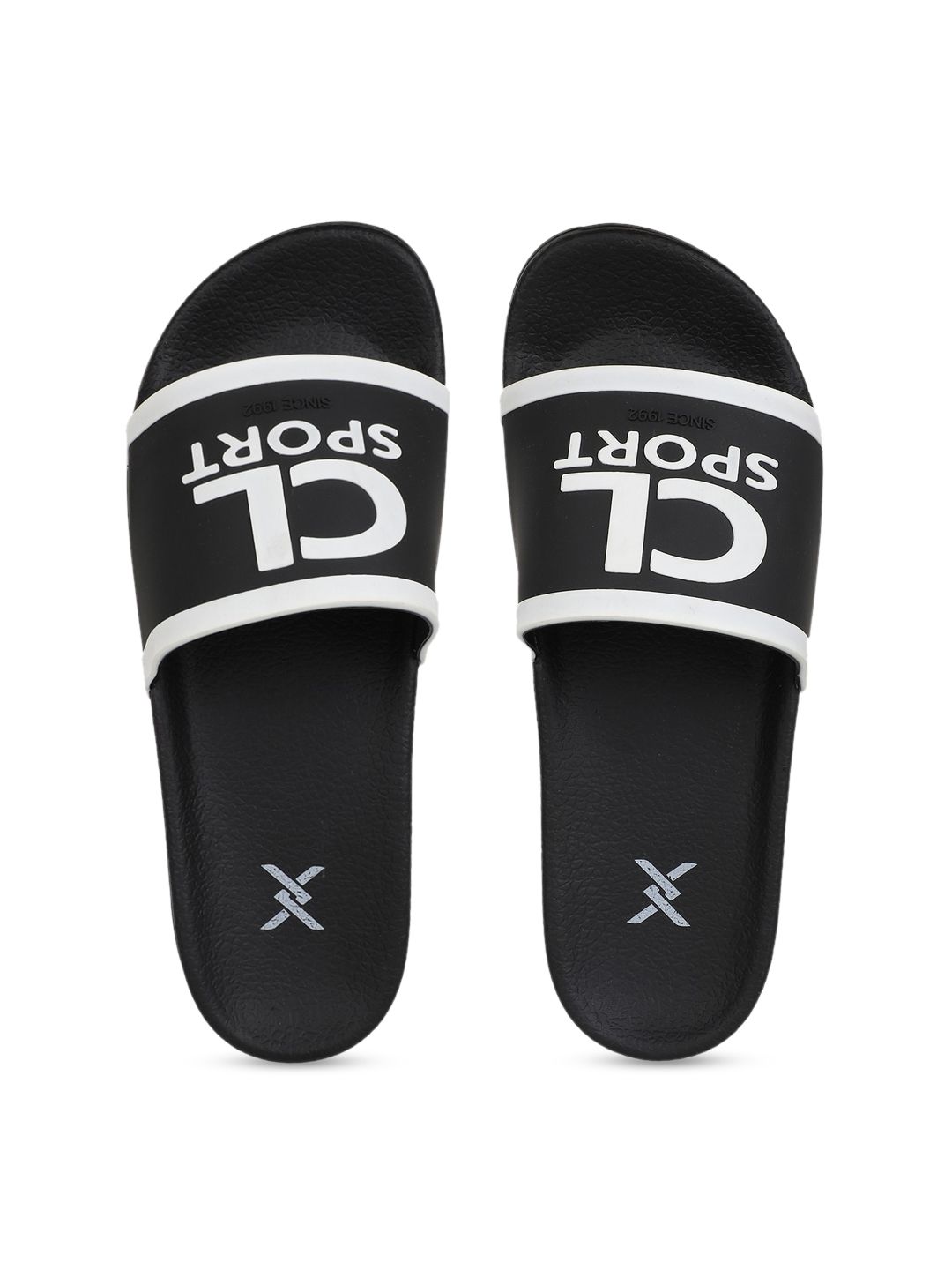 Carlton London sports Women Black & White Printed Sliders Price in India