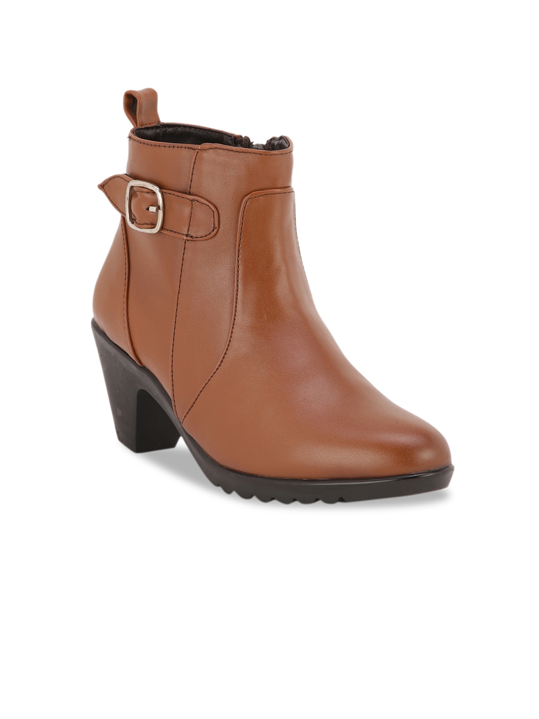 Bruno Manetti Women Tan Solid Heeled Boots Price in India