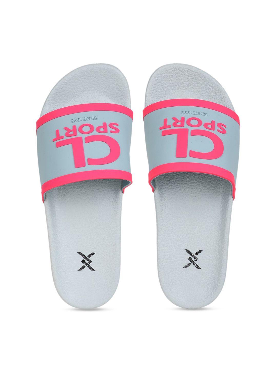 Carlton London sports Women Grey & Pink Printed Sliders Price in India