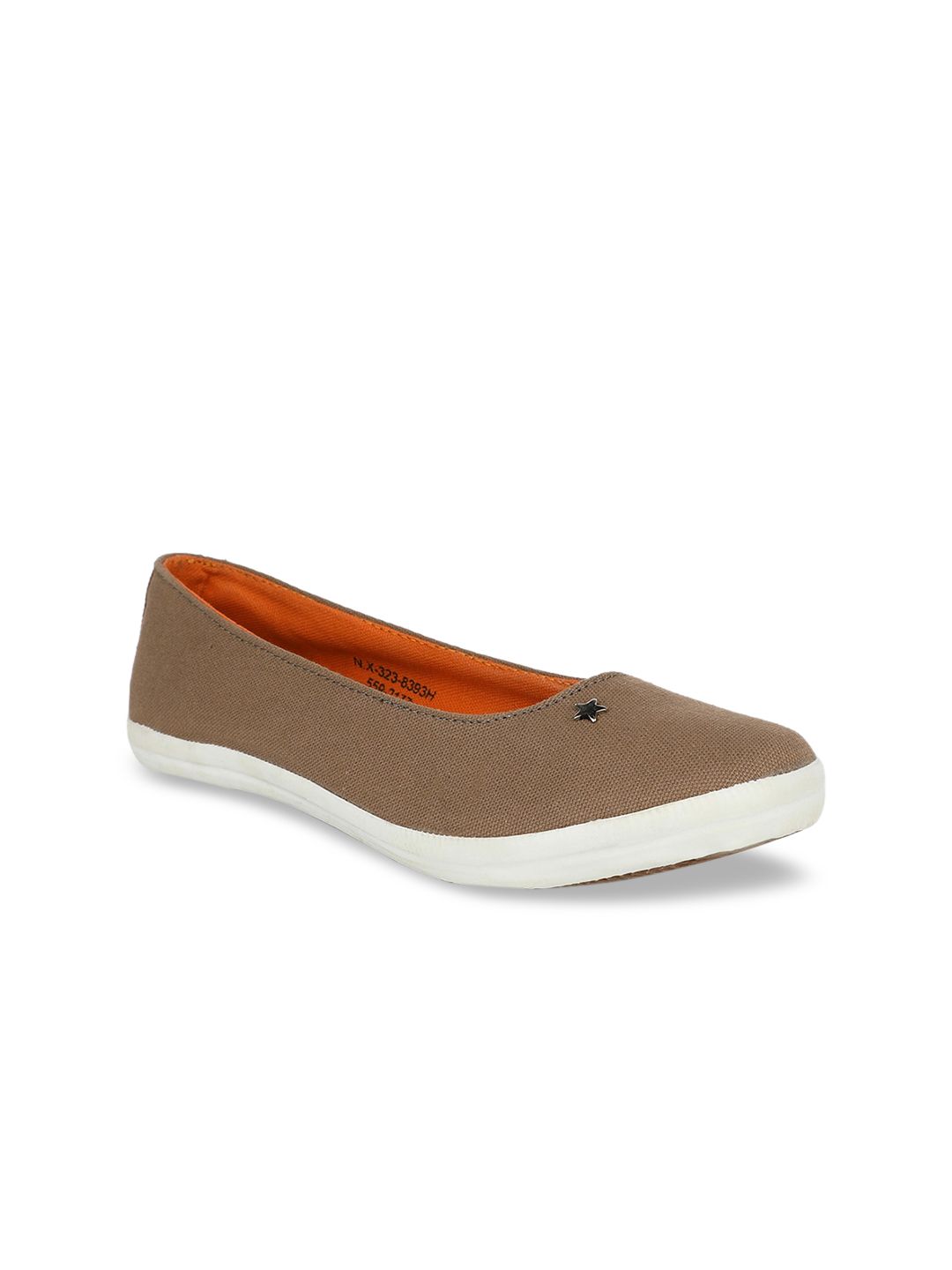 Bata Women Brown Solid Fabric Ballerinas