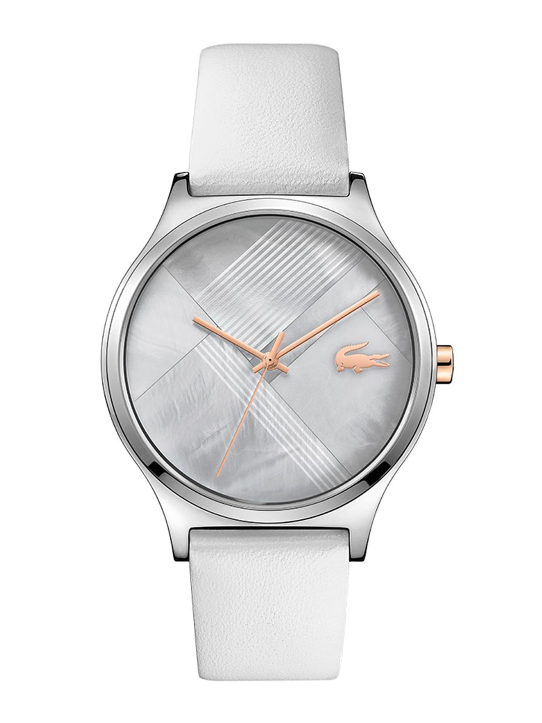 Lacoste Women Grey & Grey Leather Analogue Watch 2001146 Price in India