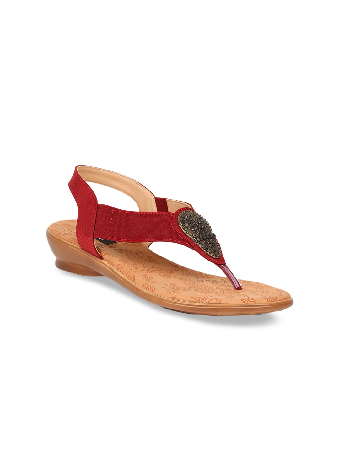 Bata Women Red Embellished Comfort Heels Price in India