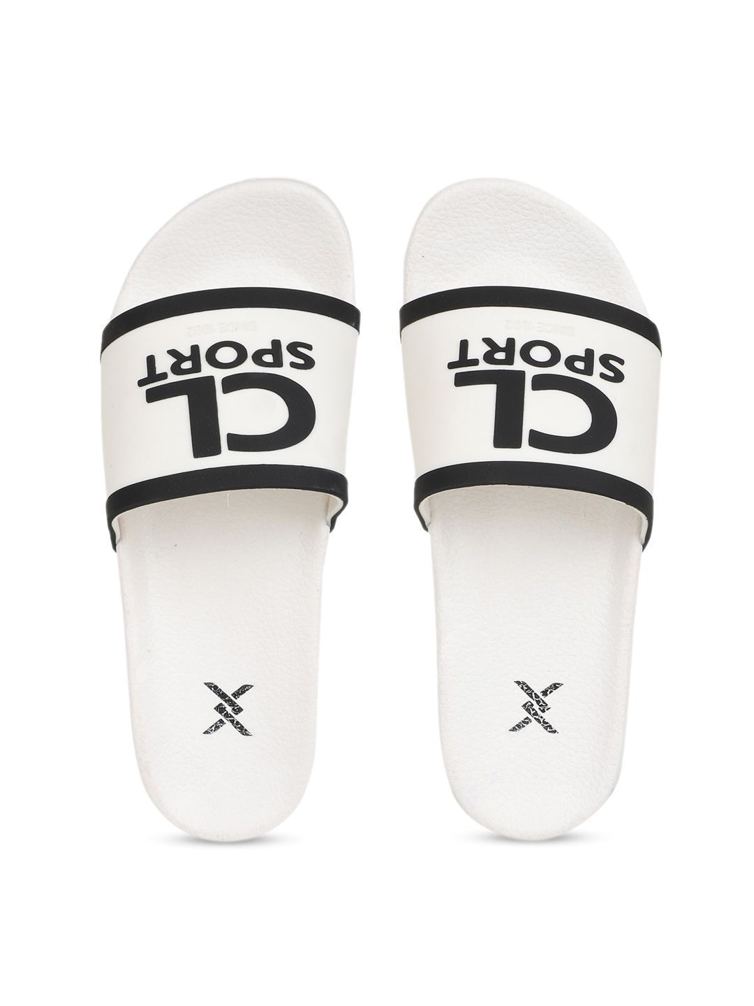 Carlton London sports Women White & Black Printed Comfort Sliders Price in India