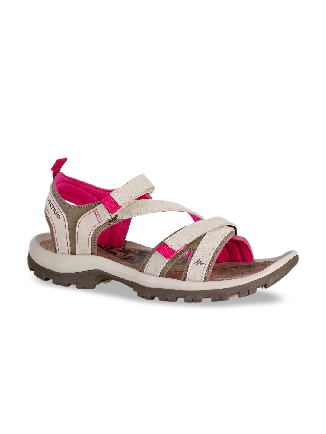 Quechua By Decathlon Unisex Beige & Pink Leather Sports Sandal Price in India