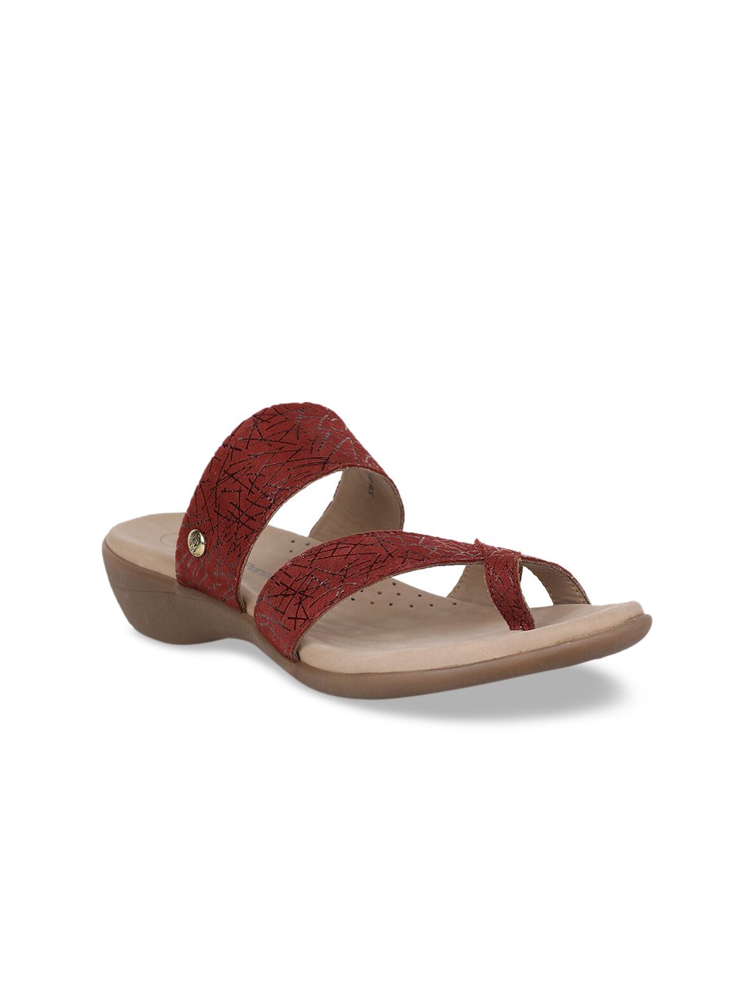 Hush Puppies Women Maroon Printed Leather Sandals Price in India