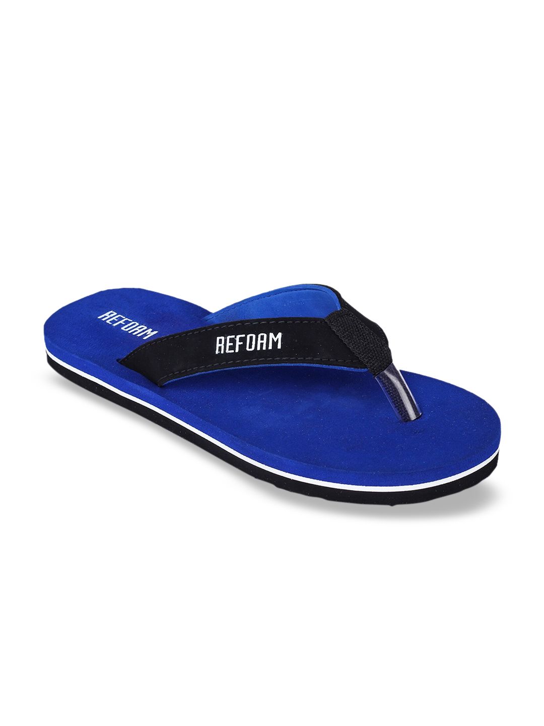 REFOAM Women Blue & Black Solid Thong Flip-Flops Price in India