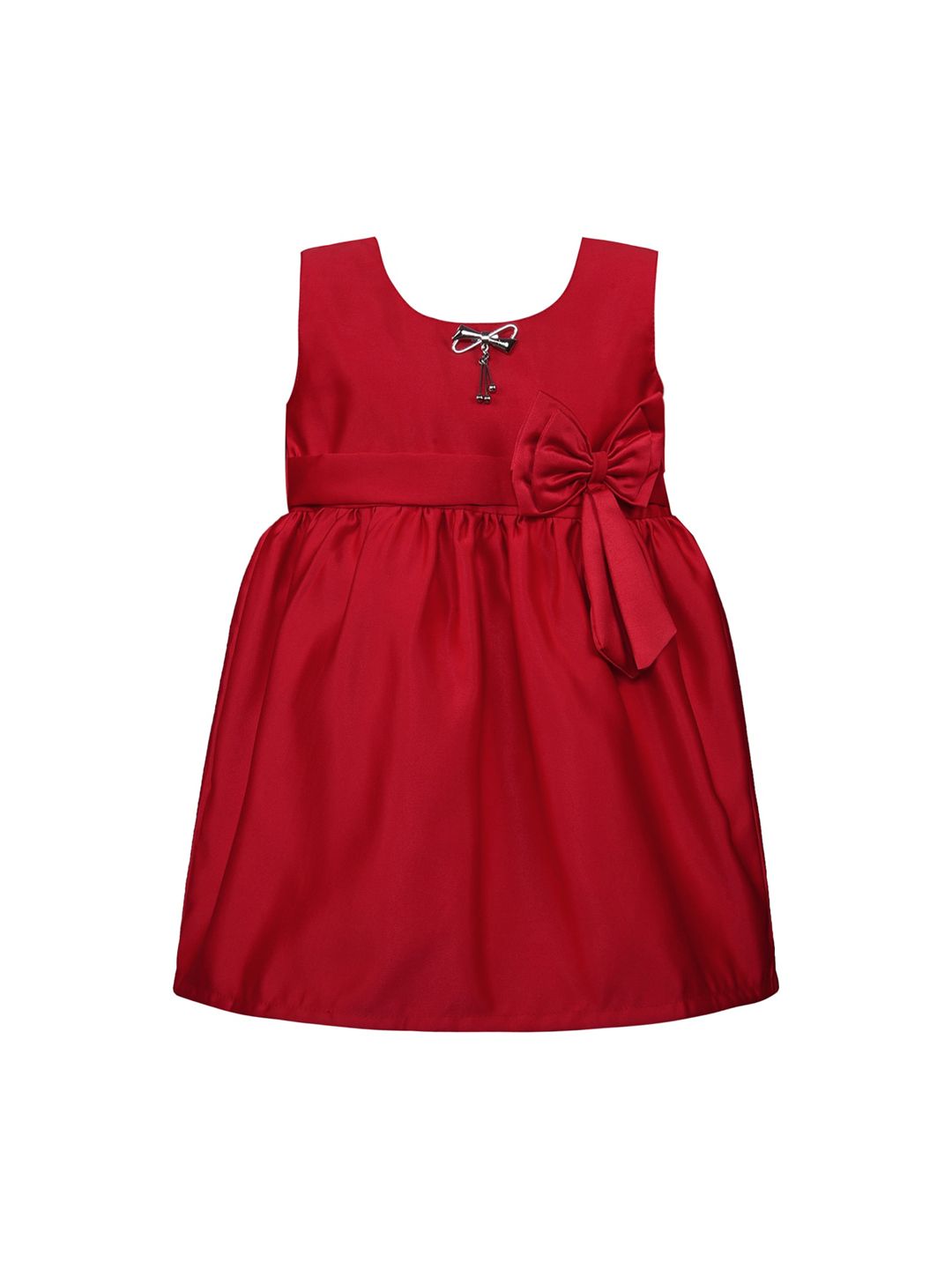 Wish Karo Girls Red Solid Fit and Flare Dress