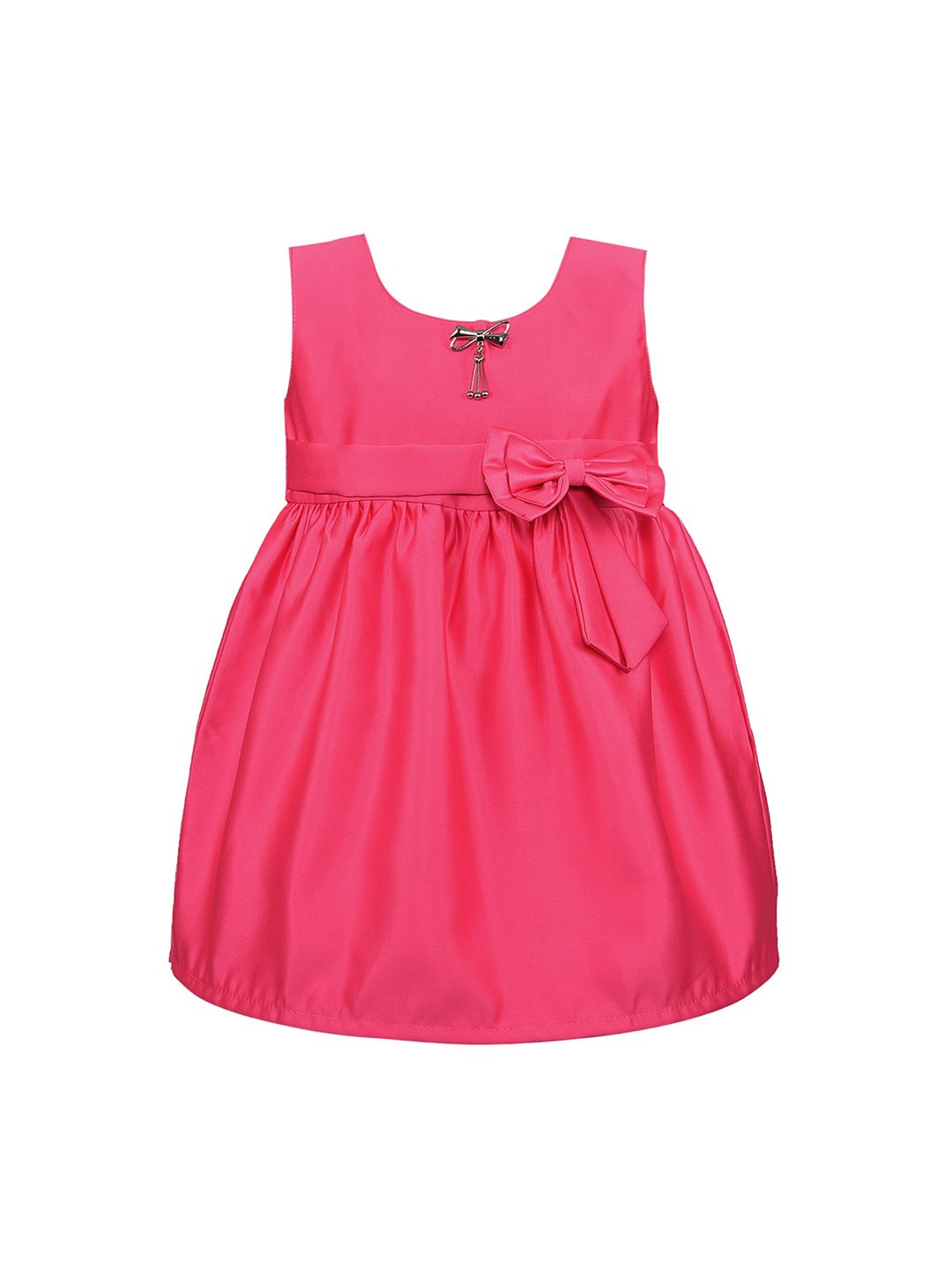 Wish Karo Girls Pink Solid Fit and Flare Dress