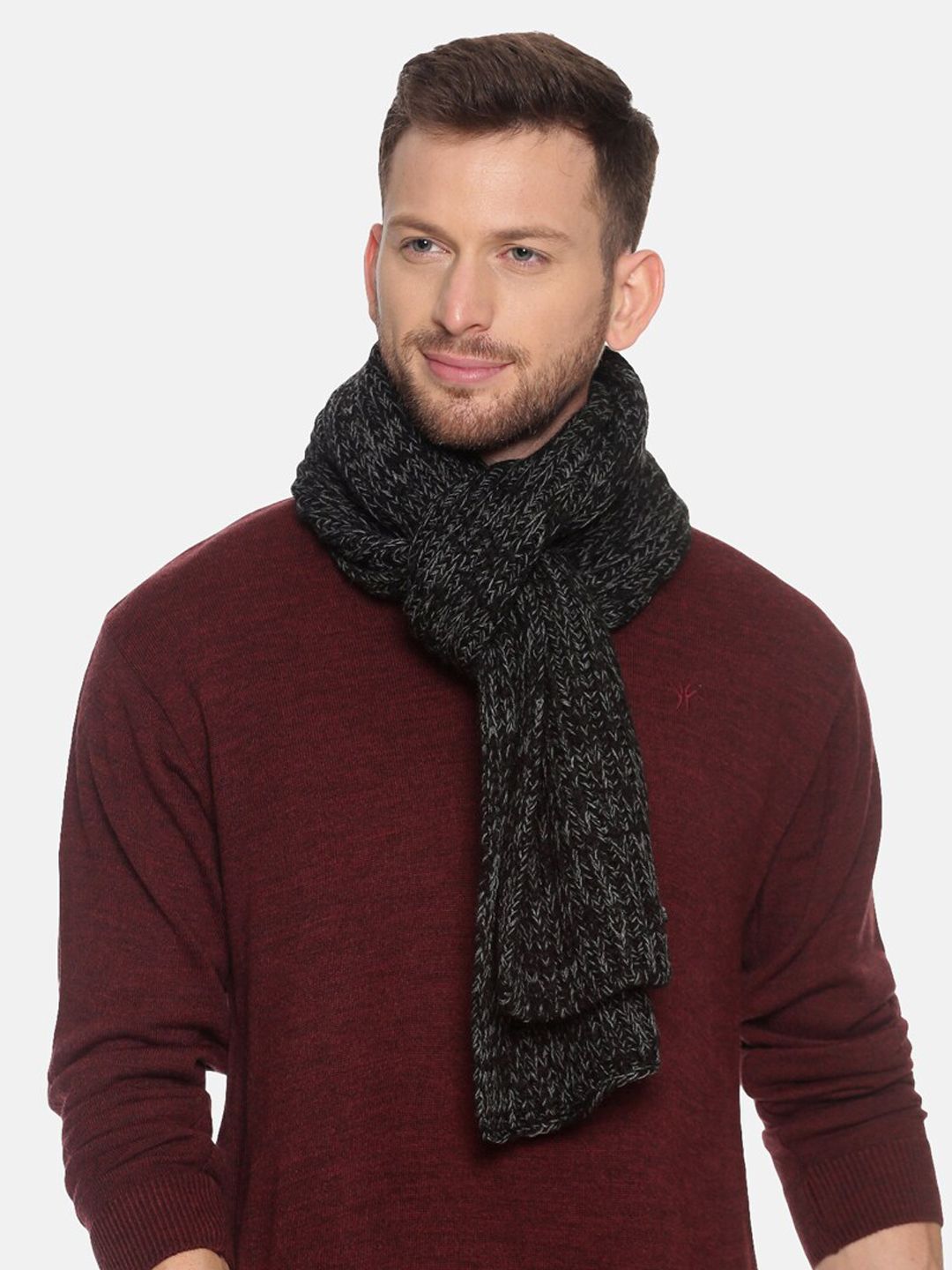 513 Men Black & Grey Patterned Muffler