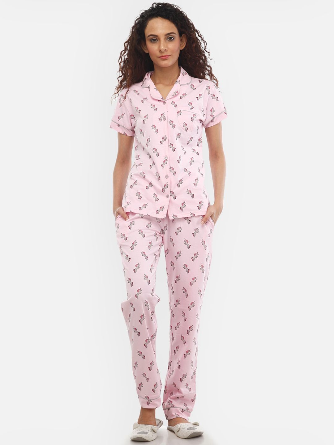 Nite Flite Women Pink Printed Nightsuit Price in India