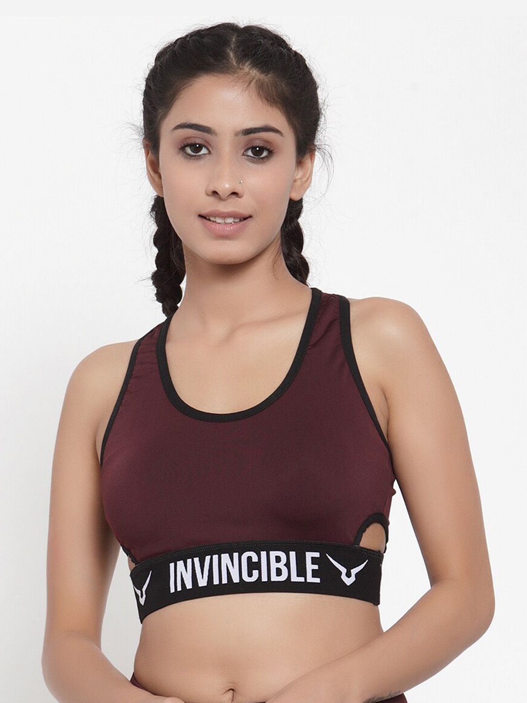 Invincible Women Maroon Solid Non-Wired Lightly Padded Workout BraTE9207XP2WNXS Price in India