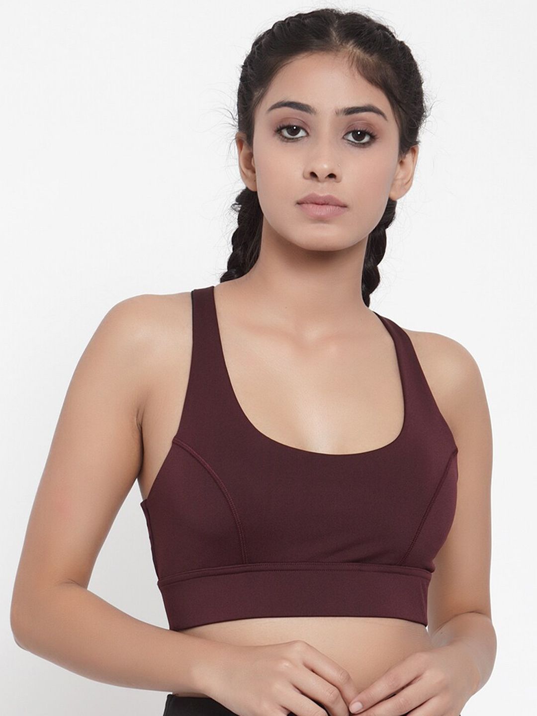 Invincible Women Maroon Solid Non-Wired Lightly Padded Sports Bra TE9211XP2WNXS Price in India