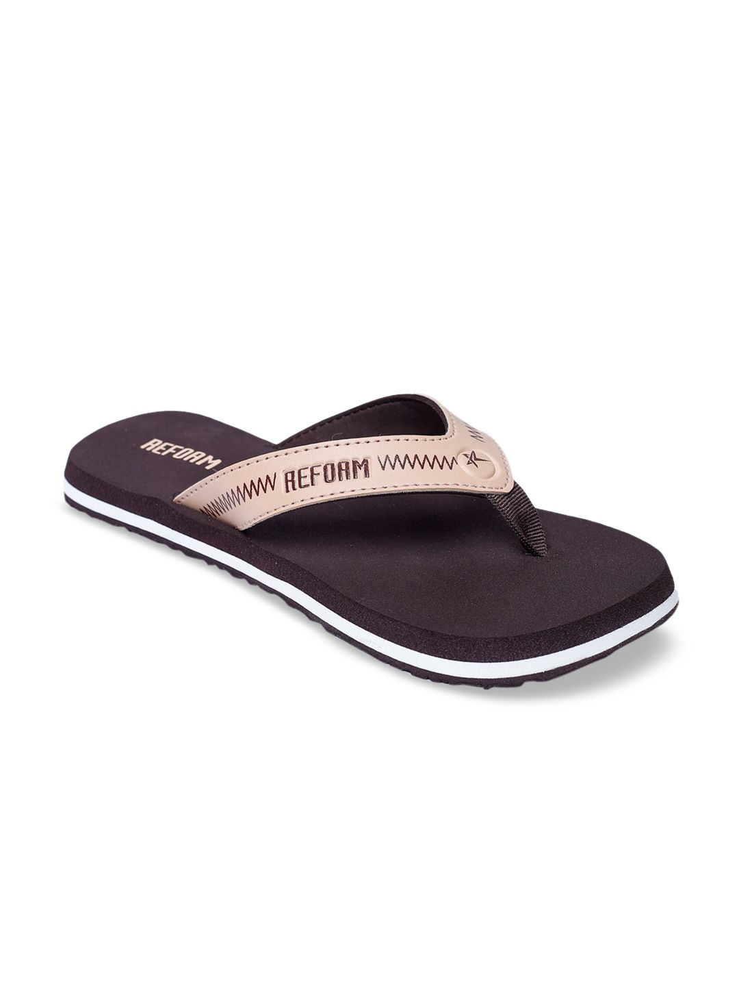 REFOAM Women Brown Solid Thong Flip Flops Price in India