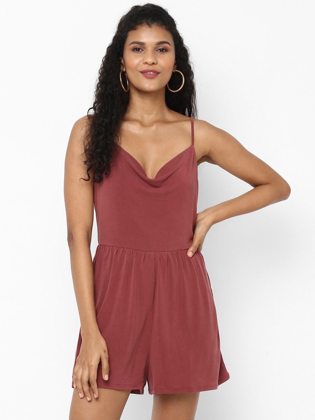 AMERICAN EAGLE OUTFITTERS Women Maroon Solid Playsuit Price in India