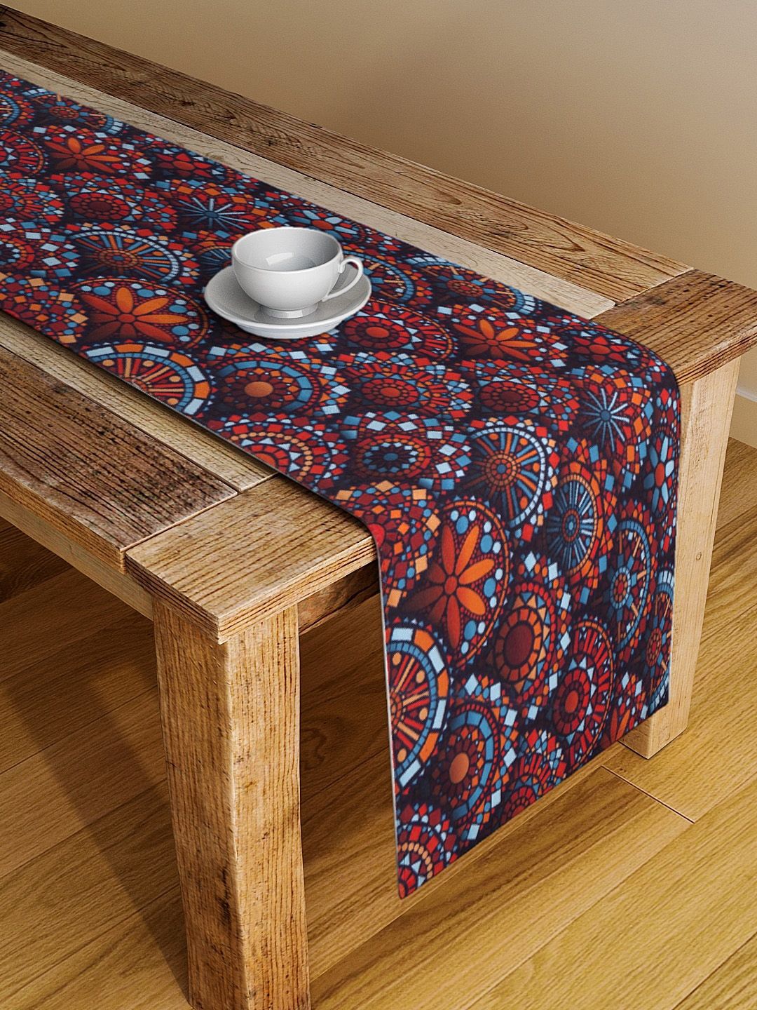Alina decor Red & Blue Printed Table Runner Price in India