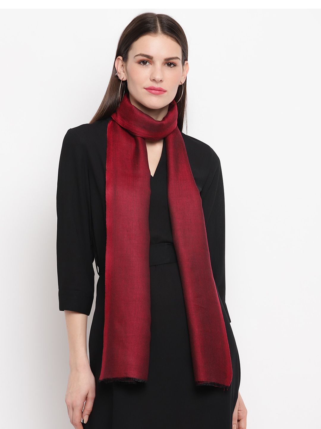 Tossido Women Red Solid Two-Toned Reversible Kashmiri Stole Price in India