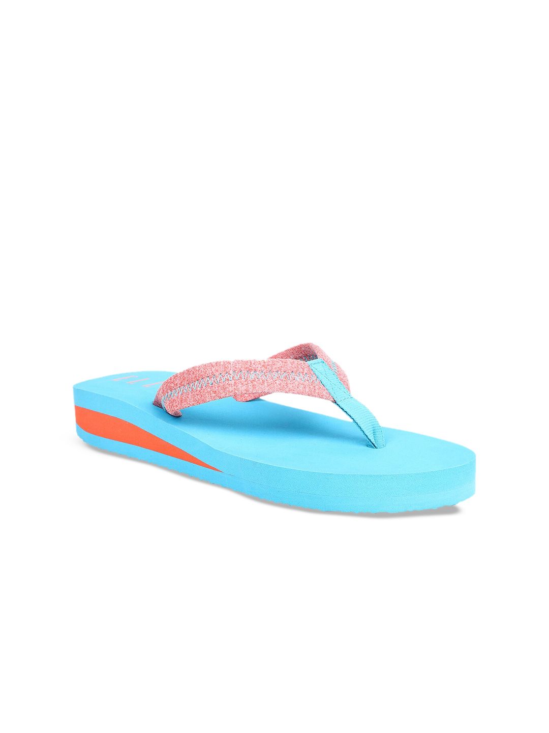 ELLE Women Turquoise Blue & Pink Solid Thong Flip-Flops Price in India