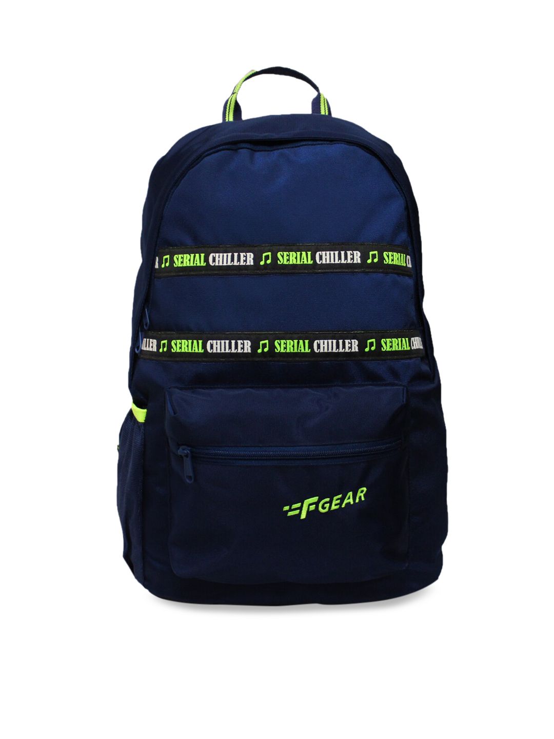 F Gear Unisex Navy Blue & Green Contrast Detailing Medium Backpack Price in India