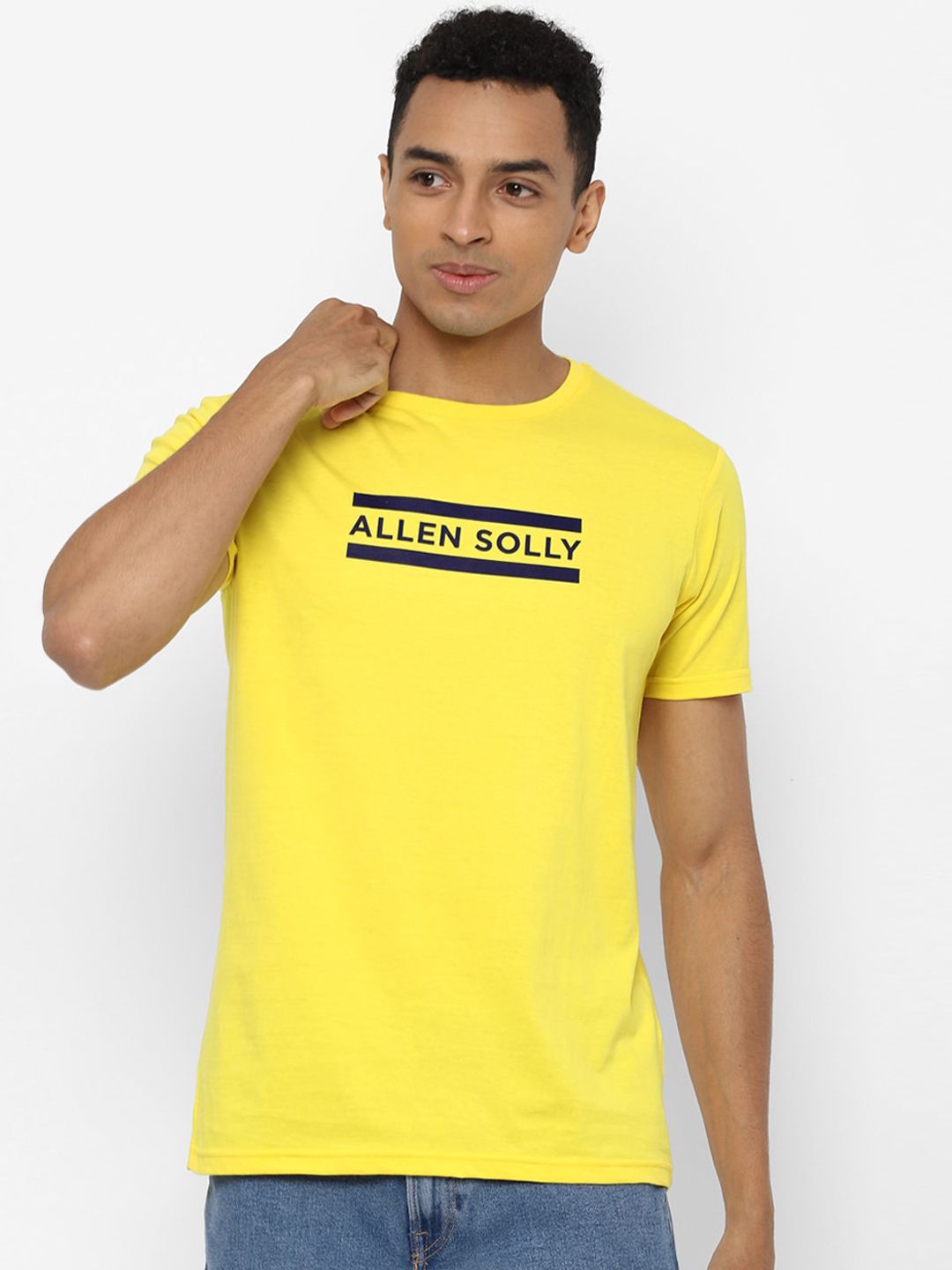 Allen Solly Men Yellow Printed Round Neck T-shirt