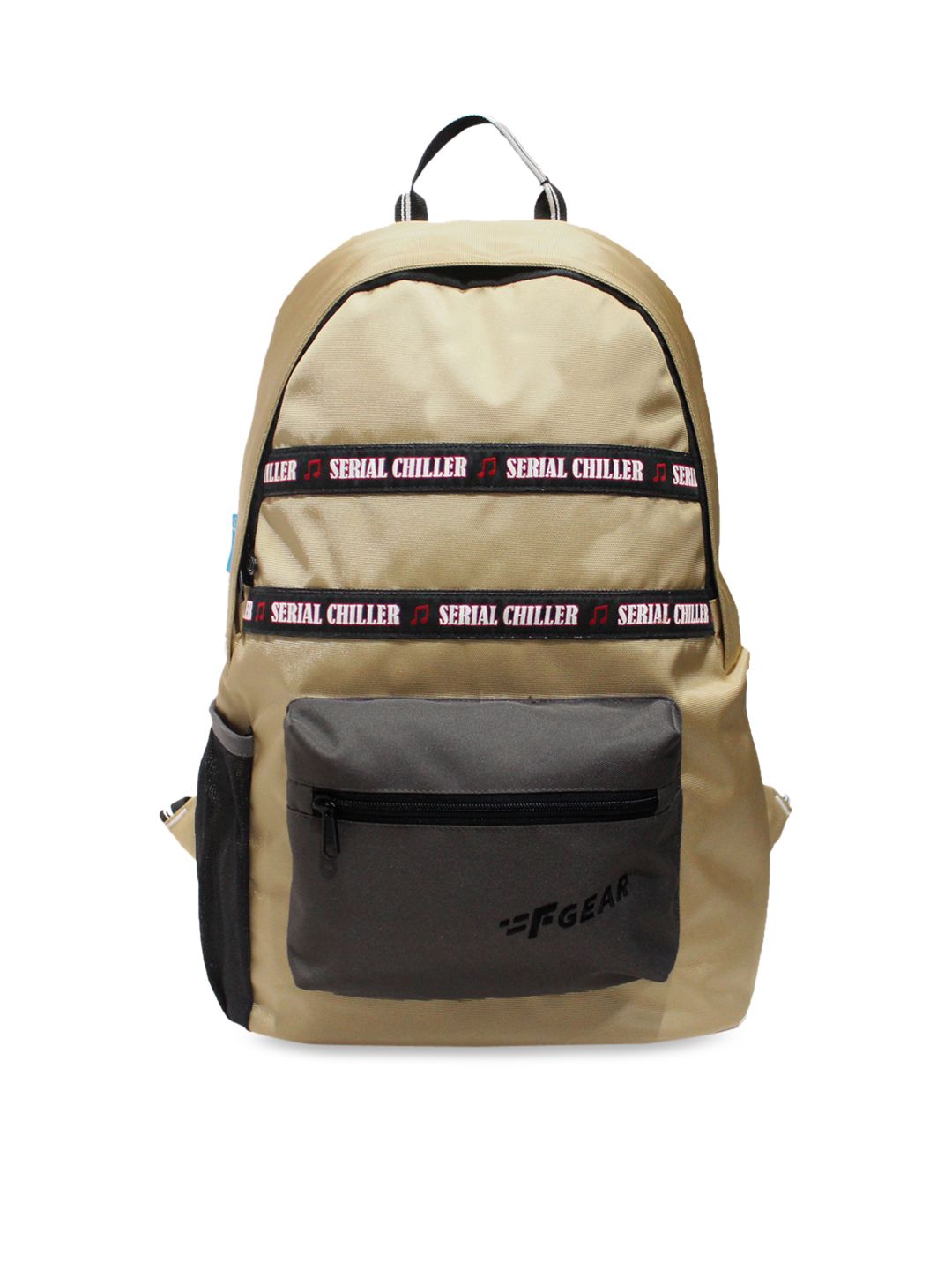 F Gear Unisex Beige & Charcoal Colourblocked Backpack Price in India