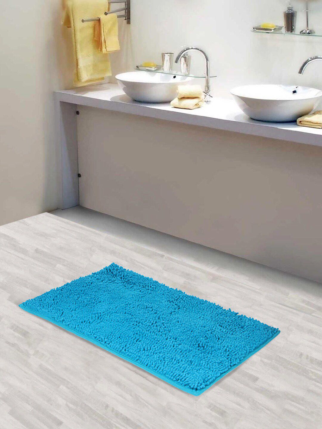 Lushomes Blue Textured 2200 GSM Bath Math Price in India