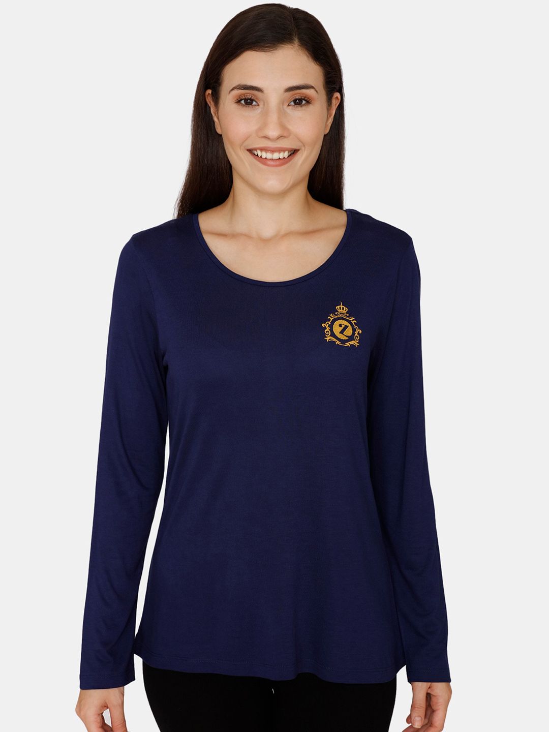 Zivame Women Navy Blue Solid Top