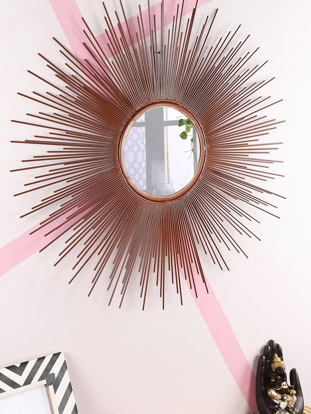 Home Sparkle Copper Intersecting Circles Wall Mirror Price in India