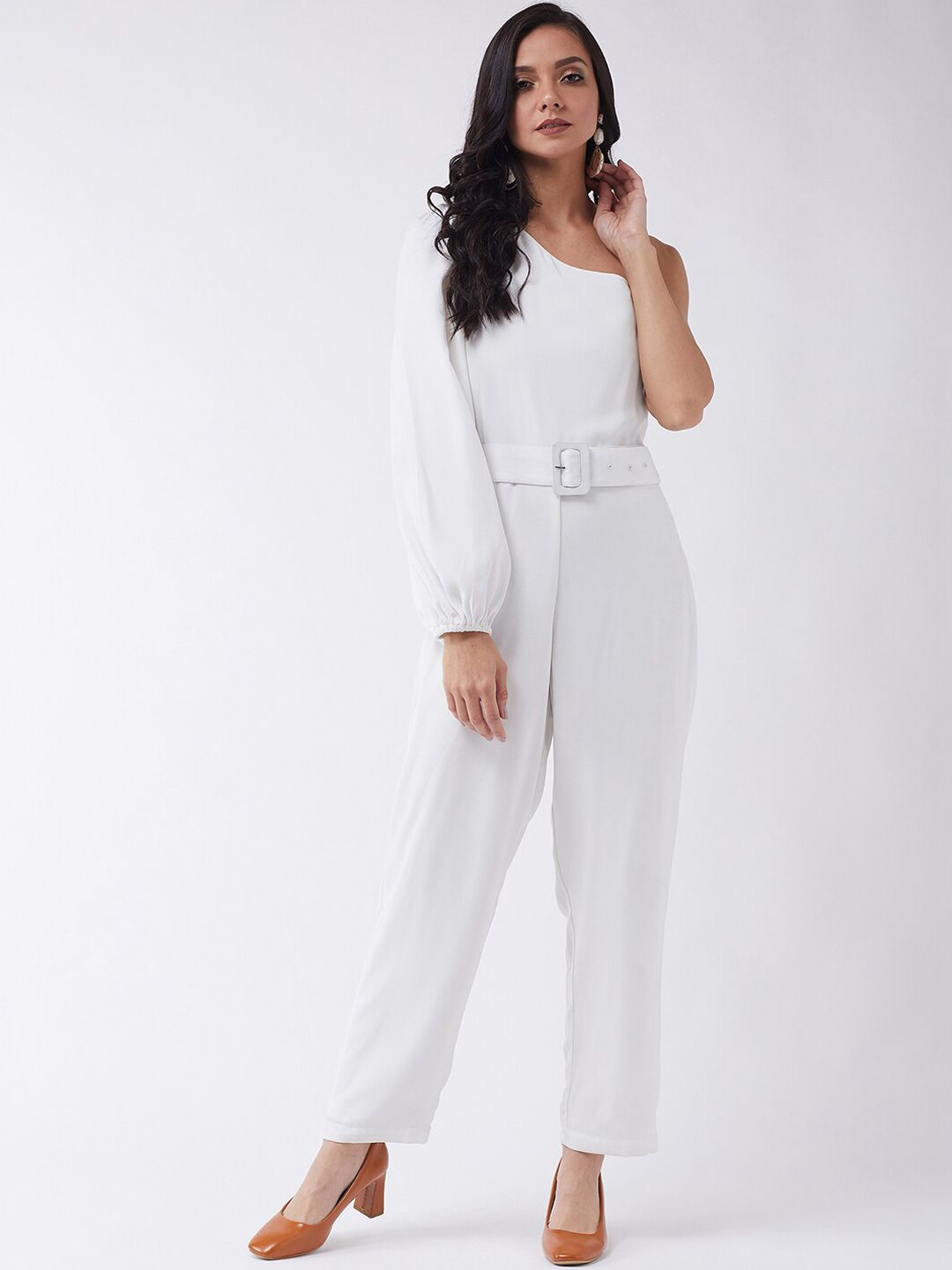 MAGRE Women White Solid Basic Jumpsuit Price in India