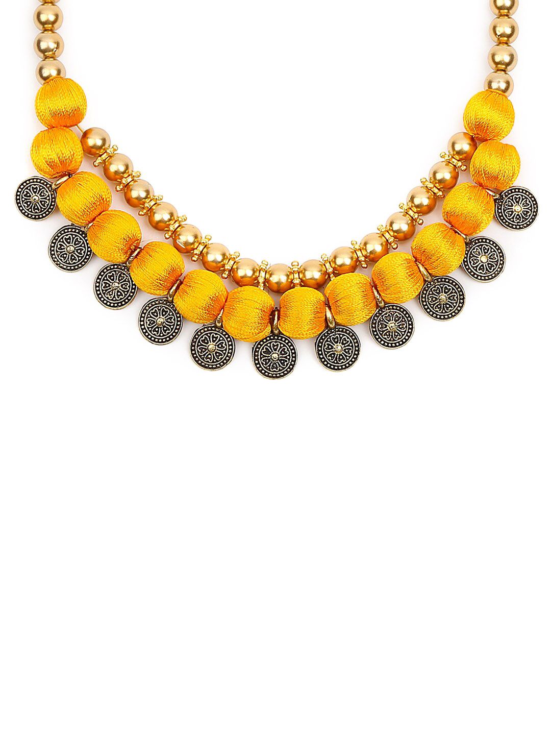 AKSHARA Women Yellow & Gold-Toned Handcrafted Choker Necklace Price in India