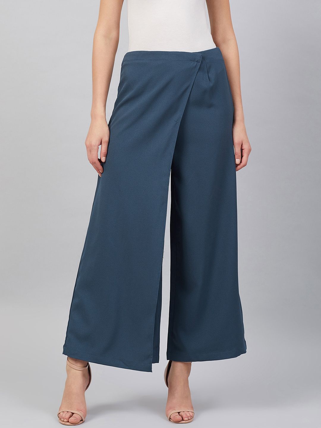 Marie Claire Women Blue Loose Fit Solid Parallel Trousers