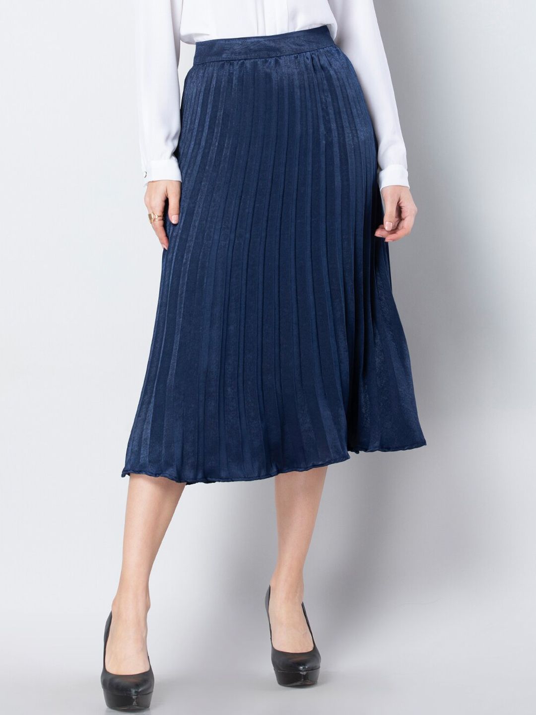 FabAlley Women Blue Solid Flared Skirt