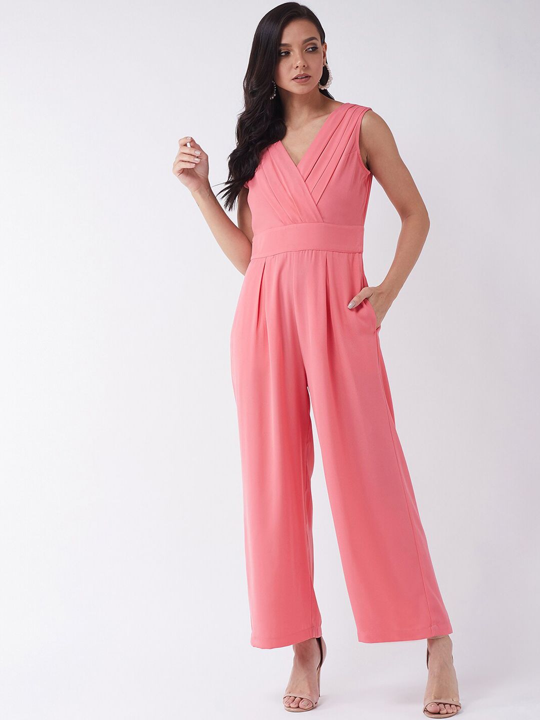 MAGRE Women Pink Solid Basic Jumpsuit Price in India