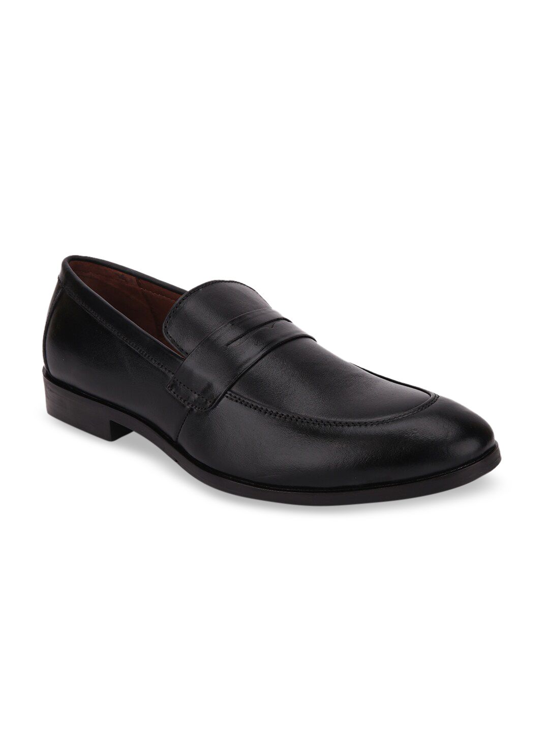 LOUIS STITCH Men Black Solid Leather Formal Slip-Ons