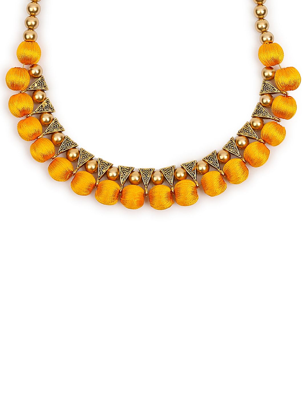 AKSHARA Gold-Toned & Yellow Beaded Handcrafted Choker Necklace Price in India