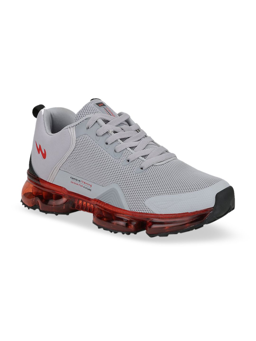 Campus Men Grey & Red Running Shoes